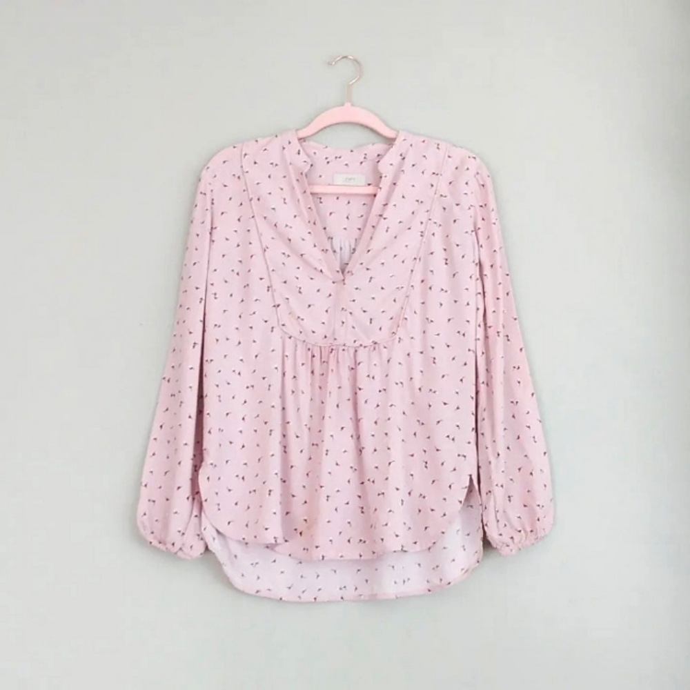 LOFT Pink Floral Bud Blouse
